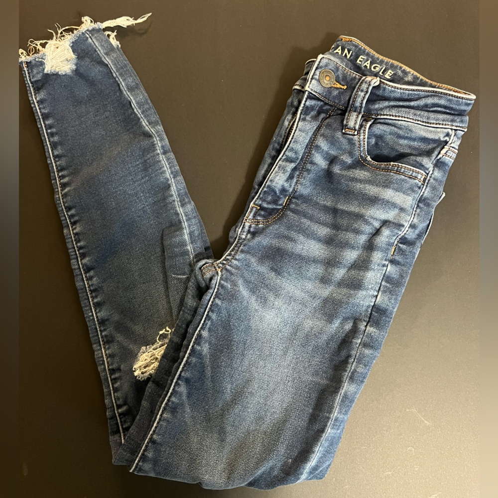 American Eagle Blue Distressed Slim Jeans